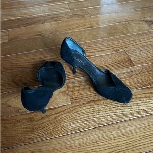 Prada Black Suede D'Orsay Kitten Heels Great Condition 6.5